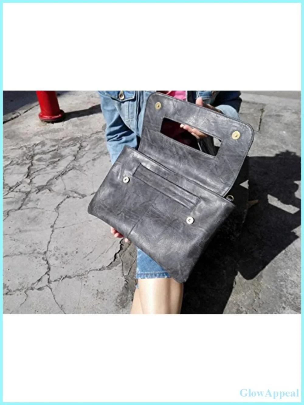 Large PU Leather Clutch Crossbody Bag Removable Strap High Capacity